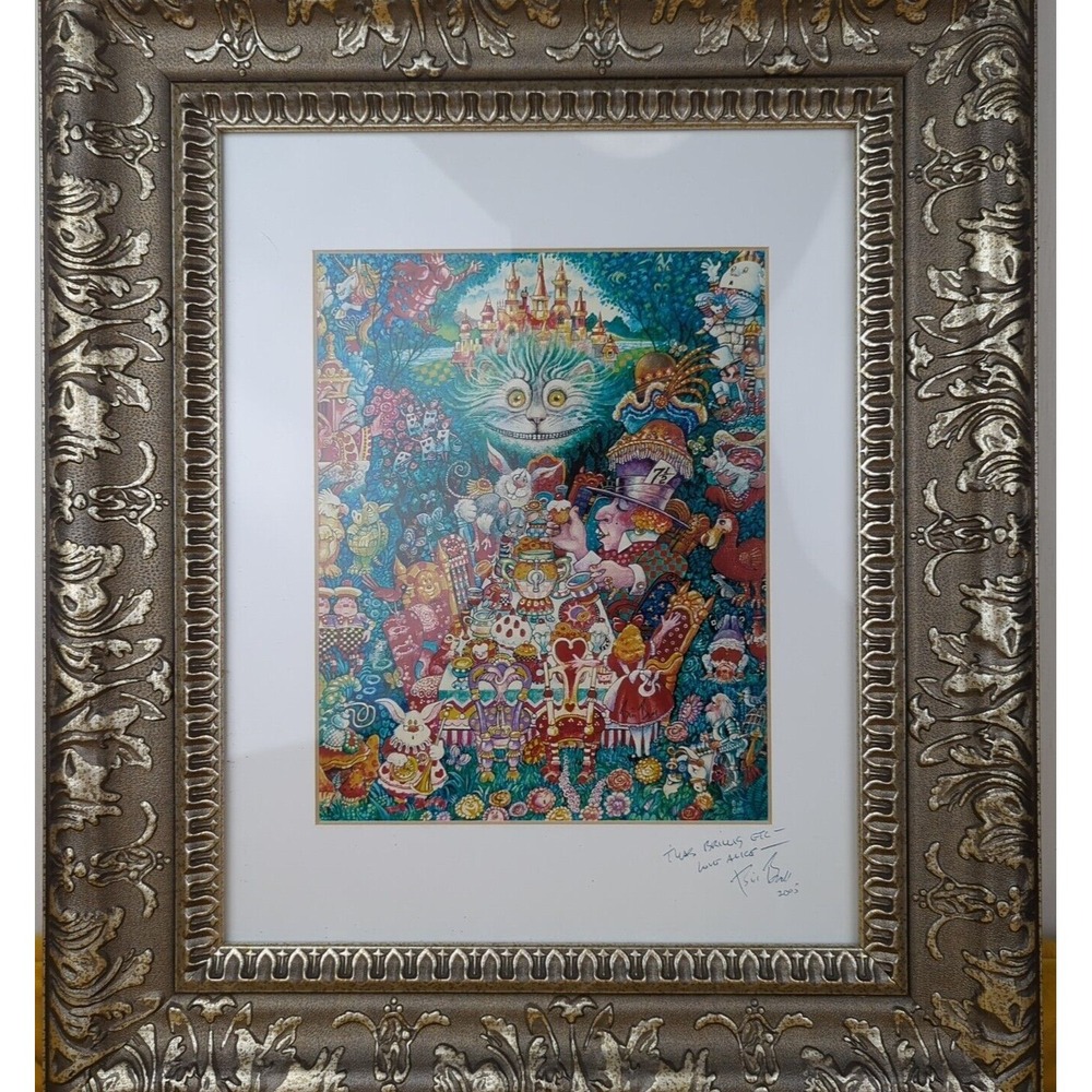 Bill Bell‎ Double Signed & Matted Tea Party 2 Alice In Wonderland Art Print